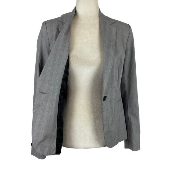 Zara Office Siren Fitted Single Breasted Check Plaid Blazer Size 4 Career Gray - Picture 5 of 16